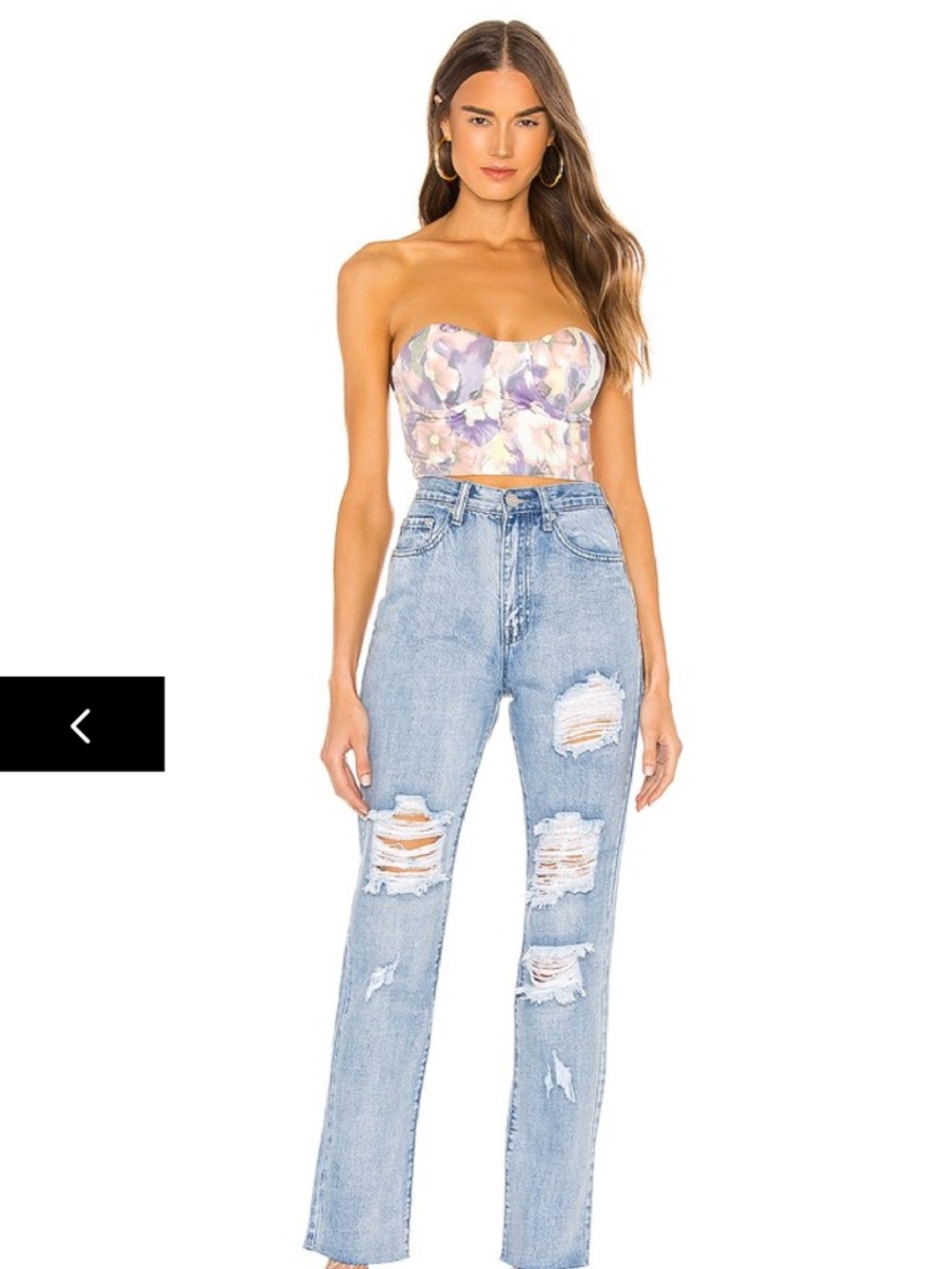 Revolve Strapless Floral Bustier Top - Lavender Pink - Picture 5 of 10